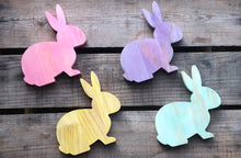 Load image into Gallery viewer, Wooden Rabbits with Bow - Natural & Stained
