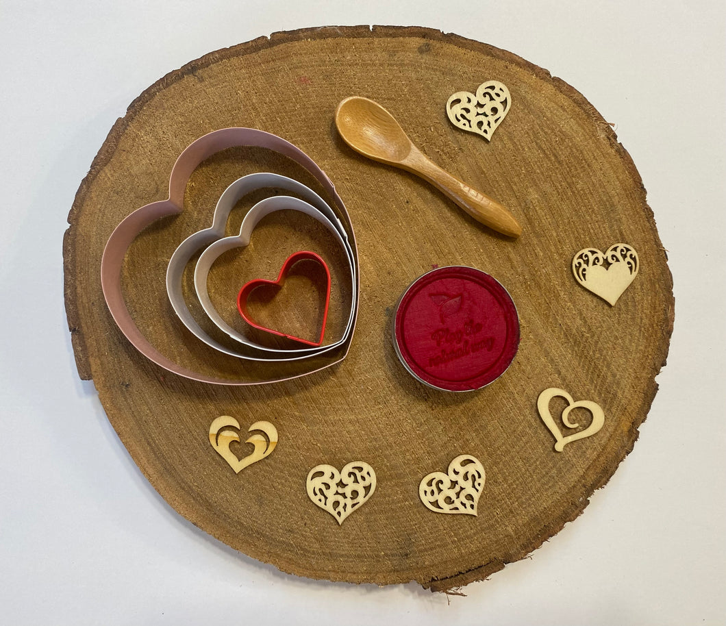 Heart themed sensory dough lucky dip