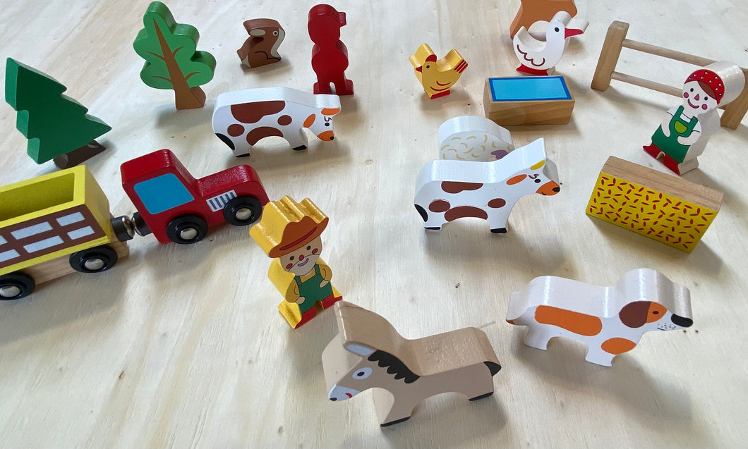 Wooden farm set