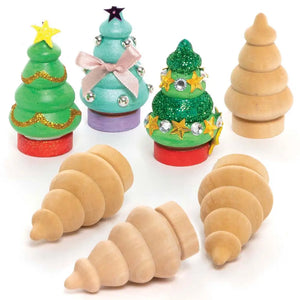 Wooden Christmas trees - Pack of 5