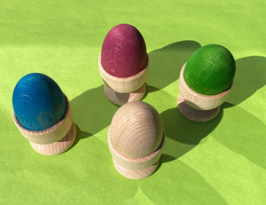 Wooden Eggs with Wooden Egg Cup