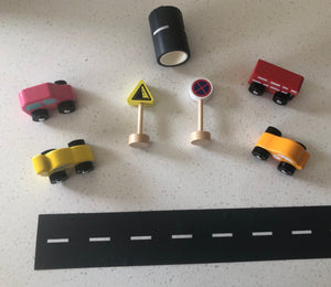 Road Tape &  Wooden Vehicle Set