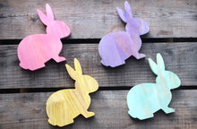 Load image into Gallery viewer, Wooden Rabbits with Bow - Natural &amp; Stained