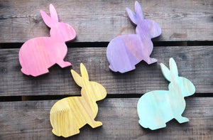 Wooden Rabbits with Bow - Natural & Stained