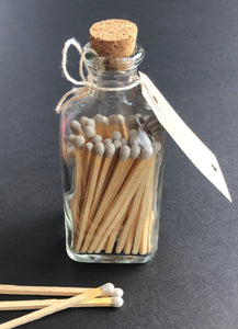 Long Coloured Matches in Glass Jar with Cork